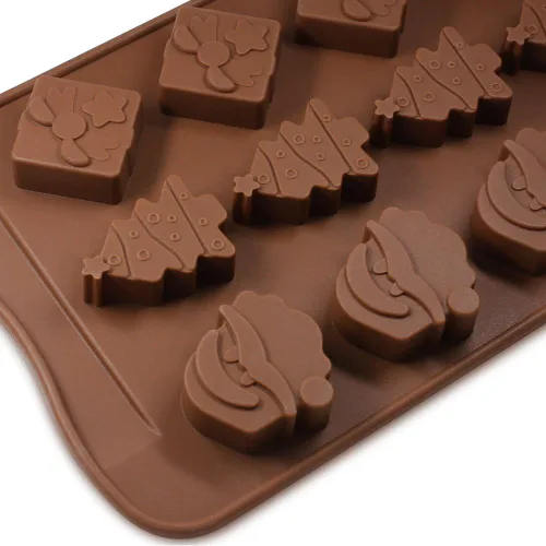 Vista 8 de DanziX Moldes de silicona para chocolate navideño, 4 moldes de caramelo de Navidad, mini moldes de silicona de Navidad para hacer chocolates