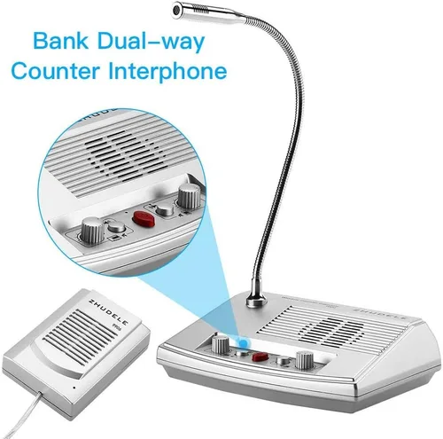 Vista 4 de 110V-220V ZDL-9906 DualWay Ventana Contador de vidrio Intercomunicador Interfono Altavoz Micrófono de intercomunicación para tienda bancaria Escuela