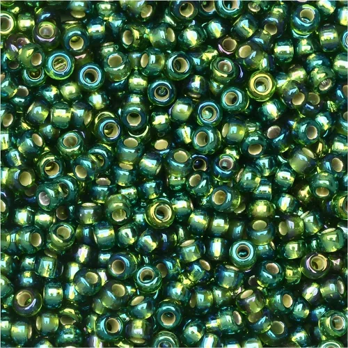 Vista 2 de Verde oliva AB Silver Lined Miyuki 11/0 rocailles cuentas de semillas de vidrio 0.85 oz