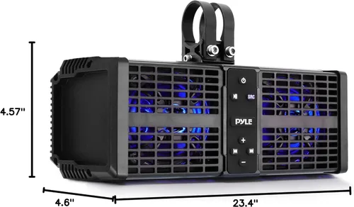 Vista 8 de Pyle Barra de sonido ATV/UTV de 11 pulgadas, altavoces Bluetooth UTV impermeables con amplificador de clase D integrado, sistema de altavoces de 2