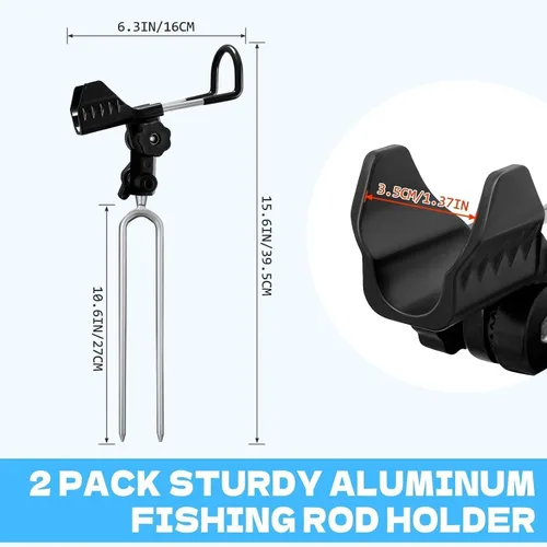 Vista 3 de Fishing Rod Holder for Ground, 2/4pcs Fishing Pole Holders for Ground, Bank Fishing Rod Holder with 360° Adjustable Extra Long Drill Stake Rod Stand