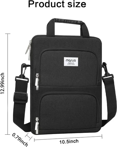 Vista 6 de MOSISO 360 Bolsa de hombro vertical protectora para tableta con 2 bolsillos Negro