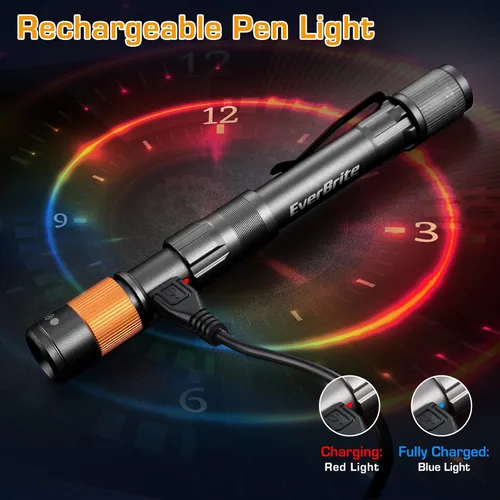 Vista 8 de EverBrite Paquete de 2 luces recargables para sombrero + luz recargable para bolígrafo, 4 modos de iluminación, zoomable