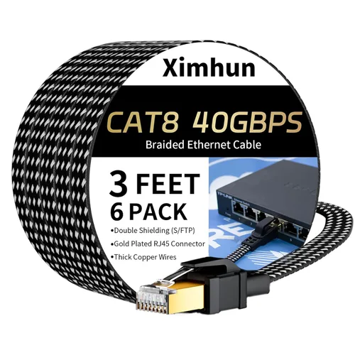 Vista 30 de Cables Ethernet Cat 8 de 3 pies, cable trenzado de red de Internet