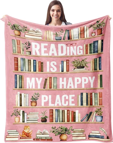 Vista 9 de CUJUYO Regalos para Amantes de los Libros para Mujeres y Hombres Manta 50"x40" - Regalos para Bibliotecarios Manta Tipo Throw - Regalos de Club