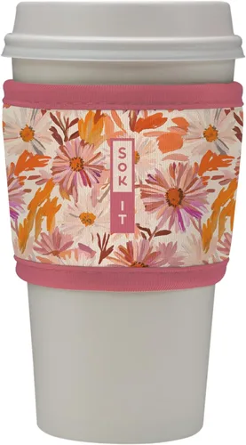 Vista 179 de Sok It HotSok Coffee & Tea - Funda de neopreno con aislamiento reutilizable (floral abstracto)