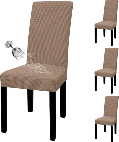 Vista 20 de Easy-Going - Juego de 2 fundas para sillas de comedor 100% impermeables, de tela Jacquard elástica, fundas protectoras removibles y lavables