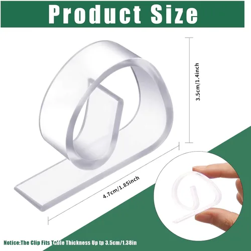 Vista 2 de Eccliy 150 clips transparentes transparentes para manteles, clips de plástico resistentes al viento, soportes para mantel de Navidad, bodas