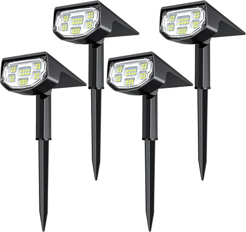 Vista 11 de AloftSun Luces solares con sensor de movimiento para exteriores, 30 luces LED / IP68 impermeables, luces solares de movimiento para exteriores, 3