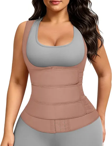 Vista 7 de FeelinGirl Entrenador de cintura para mujer, chaleco de cintura de látex A-Negro