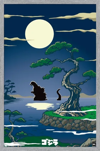 Vista 16 de Trends International Godzilla - Póster de pared de lago, 22.4 pulgadas de largo x 14.7 pulgadas, versión enmarcada en madera de granero