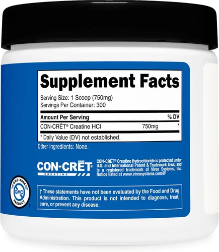 Vista 5 de Nutricost - Creatina HCl en polvo (8 OZ) - Hecha con creatina CON-CRET, 300 porciones