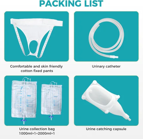 Vista 6 de Bolsa de recolección de orina portátil para ancianos, urinarios portátiles para hombres, bolsas reutilizables de orina masculina, urinario anciano