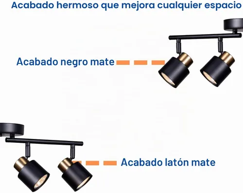 Vista 5 de Kit de iluminación de riel de 4 luces, acabado de latón negro mate ajustable con foco de techo moden empotrado para cocina, sala de estar, mejoras