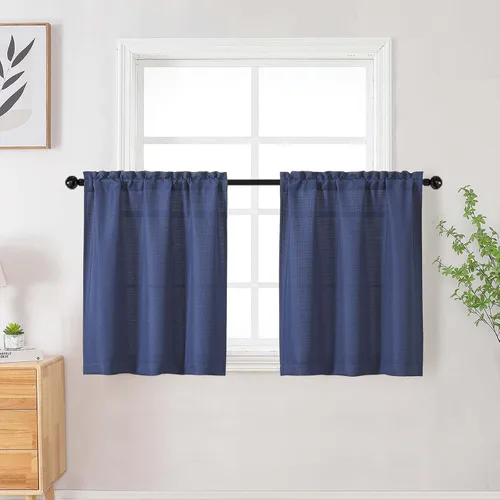 Vista 54 de Cortinas de lino para dormitorio y sala de estar de 96 pulgadas de largo, juego de 2 paneles, con bolsillo para cortinero, filtrado de luz, textura
