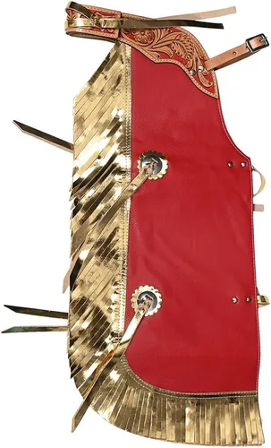 Vista 12 de HILASON Pro Rodeo Bull Riding Chaps de piel sintética juvenil verde oliva base verde oliva Chaps de montar toros Western Chaps cuero Western