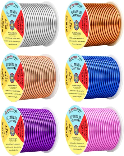 Vista 242 de Mandala Crafts - Alambre de aluminio anodizado de calibre 22 para hacer joyas - 137.2 m de alambre flexible surtido y coloreado - Doble para bonsái