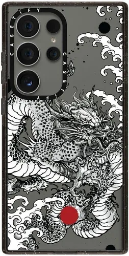 Vista 136 de CASETiFY Funda de impacto para Galaxy S22+ - Adhesivo Aries Moross, color negro transparente