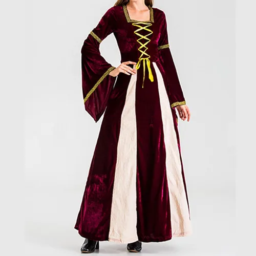 Vista 6 de Renaissance Dress for Women Court Long Dress Victorian Vintage Halloween Cosplay Ren Fair Retro Medieval Maxi Costume