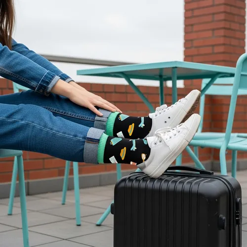 Vista 7 de Regalos de viaje calcetines divertidos para hombres y mujeres, regalo único para viajeros, regalos ideales para hombres