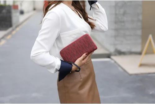 Vista 17 de MKF Collection Mia K - Cartera de pulsera para mujer, pequeña cartera de cuero vegano para tarjetas de crédito con cremallera y bolsillo