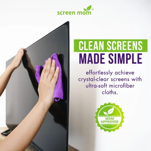 Vista 3 de Screen Mom Paños de microfibra morados (paquete de 4) – Paños de limpieza de pantallas de microfibra, paño de limpieza de TV para limpiadores