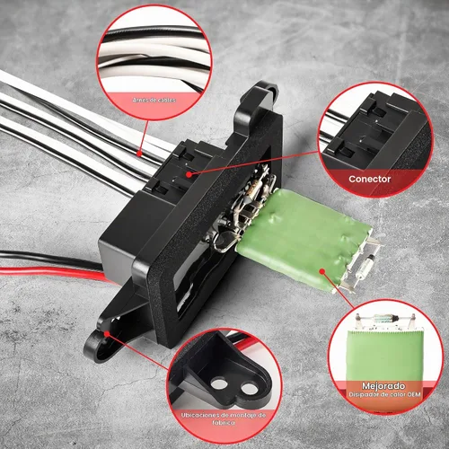 Vista 4 de FAERSI 89019100 Kit de resistencia de motor de ventilador de HVAC con arnés de repuesto para Chevy Trailblazer GMC Envoy 2002-2009, Buick Rainier