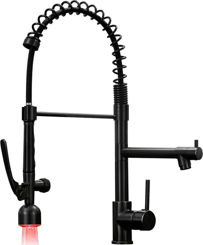 Vista 16 de Fapully - Grifo de fregadero de cocina comercial extraíble con espray níquel cepillado