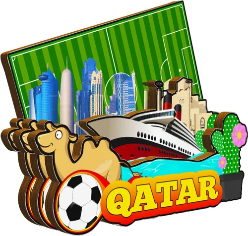 Vista 2 de Imán de Qatar Imán de nevera Monumentos de madera 3D Viajes Coleccionables Recuerdos Decoración Hecho a Mano-1158