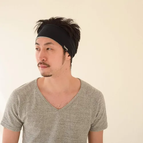 Vista 6 de Diadema deportiva para hombre que absorbe el sudor, algodón absorbente reversible, fabricado en Japón
