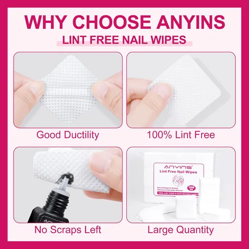 Vista 8 de 1200 toallitas de uñas sin pelusas, toallitas quitaesmalte de uñas