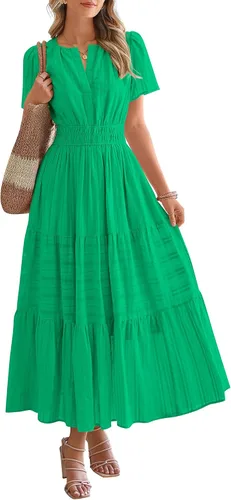 Vista 23 de BTFBM - Vestido largo casual de verano 2026 para mujer, vestido ligero de Gris azulado