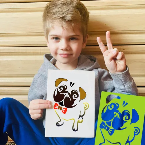 Vista 7 de Juego de 60 plantillas de dibujo para niños, plantillas de plantillas de pintura de dibujo de plástico para niños, manualidades, proyectos de arte