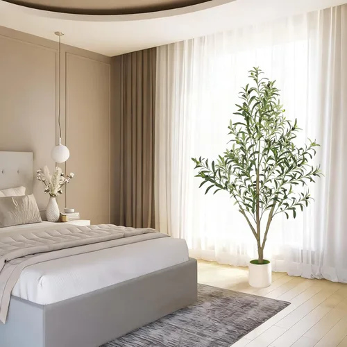 Vista 8 de Timoo Olivos artificiales para interiores con maceta blanca (5 pies)