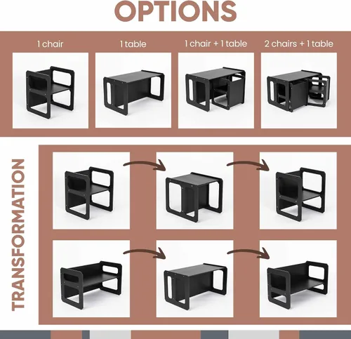 Vista 4 de Juego de mesa y silla para niños pequeños, juego de mesa Montessori para niños, juego de mesa y silla Montessori para niños pequeños