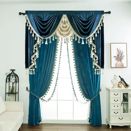 Vista 9 de Gxi Cortinas de terciopelo para sala de estar, cortinas con aislamiento térmico y pompones, cortinas de lujo con bolsillo para barra