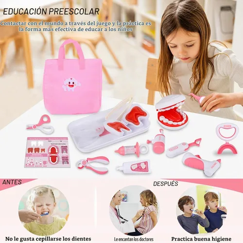 Vista 5 de Gifts2U Kit de dentista para niños, juego de médico de simulación de 42