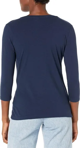 Vista 3 de Tienda Essentials Camiseta de manga 34 con cuello en V para mujer (disponible en tallas grandes), varios paquetes
