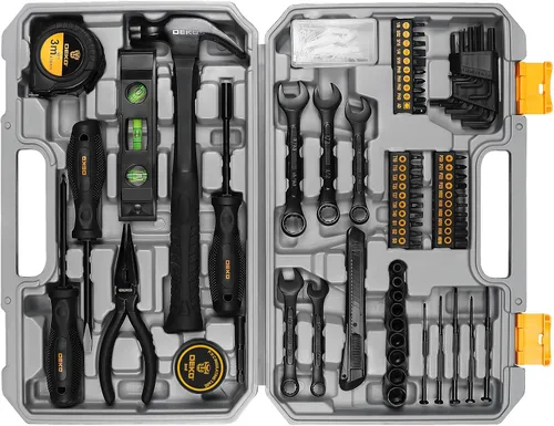 Vista 13 de DEKOPRO Kit de herramientas manuales generales para el hogar de 50 piezas con caja de herramientas de plástico, kit de herramientas multiusos
