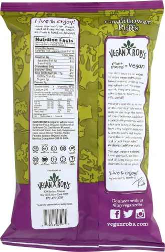 Vista 2 de Vegan Rob's Coliflor probiótica a base de plantas, certificado Kosher (OU), Kosher (OU), 3.5 onzas, paquete de 3