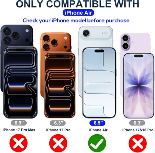 Vista 2 de Protector de pantalla para iPhone Air (6.5 pulgadas), bloqueo de luz azul, vidrio templado HD antirreflectante inastillable con bandeja de fácil