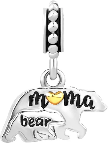 Vista 2 de LovelyJewelry Abalorios para mamá y bebé oso dulce familia para mamá