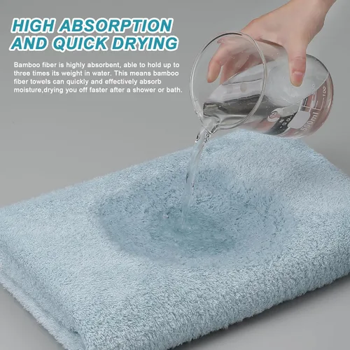 Vista 4 de Aibaser Toallas de baño, 27 x 54 pulgadas, naturales, ultra absorbentes, para baño, viajes, gimnasio, ducha y spa (juego de 6 piezas) (azul)