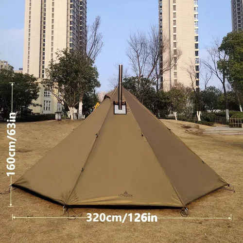 Vista 2 de Tienda de campaña para 2-4 personas, para 4 estaciones, ultraligera, fácil de montar, estilo Teepee caliente