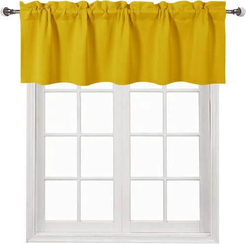 Vista 47 de DWCN Cenefa para ventana de cocina, con bolsillo para barra, para ventana, sala de estar/sótano, 36 x 16 pulgadas de largo, 1 panel, beige