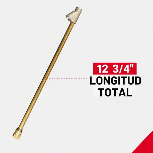 Vista 6 de Portabrocas de aire de doble cabeza con pie recto para medidor de presión de neumáticos, alcance extendido de 12", 1/4" FNPT, 150 PSI