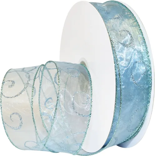 Vista 13 de Morex Ribbon Cintas transparentes con purpurina con espiral, cinta navideña para manualidades y decoraciones de Navidad, envoltura de regalos, 1.5
