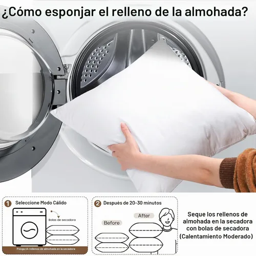 Vista 2 de OTOSTAR Insertos de almohada de 18 x 18 pulgadas, rellenos de almohada de forma cuadrada, almohadas esponjosas, almohadas decorativas para sofá