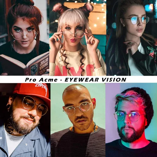 Vista 2 de Pro Acme Lentes transparentes con marco de metal redondo retro sin receta