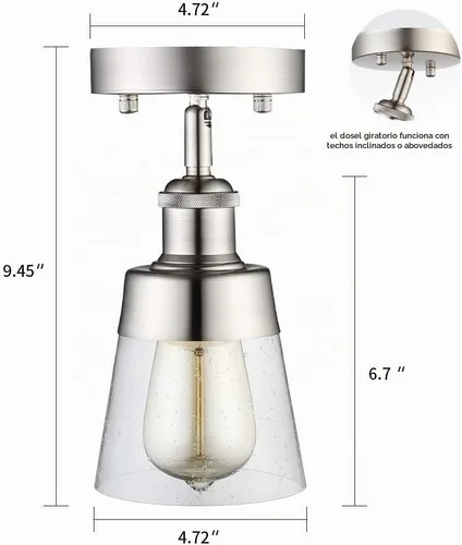 Vista 4 de Moderna lámpara de cristal empotrada, mini pantalla de vidrio transparente semirempotrada, lámpara de techo para pasillo, sala de estar, dormitorio